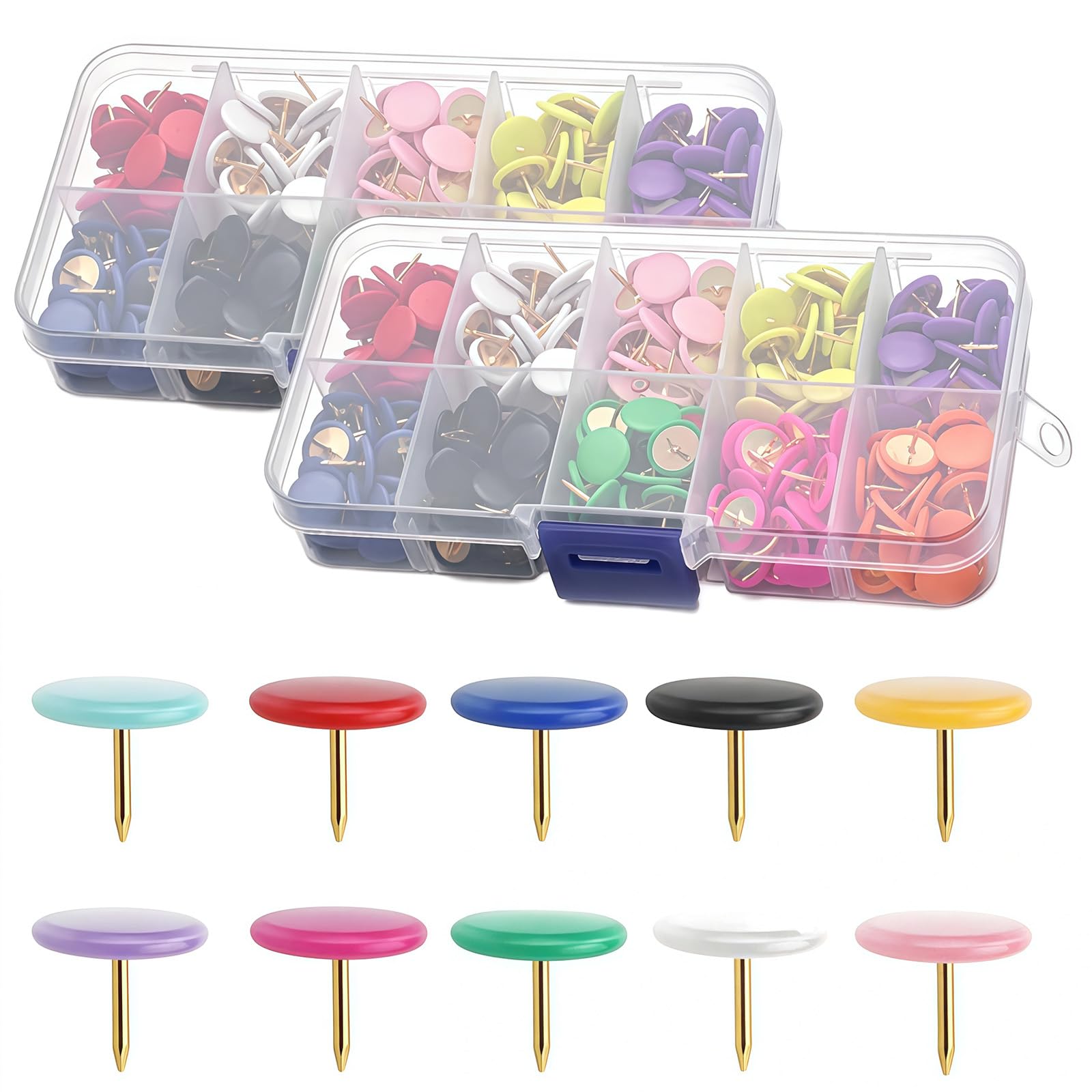 600Pcs Coloured Pins for Pinboard Pins, cork board pins Drawing Pins for Notice Board Used To Mark Circular Push pins for cork board Pin, Can Be Used for Bulletin Boards Cork Boards Photo Walls
