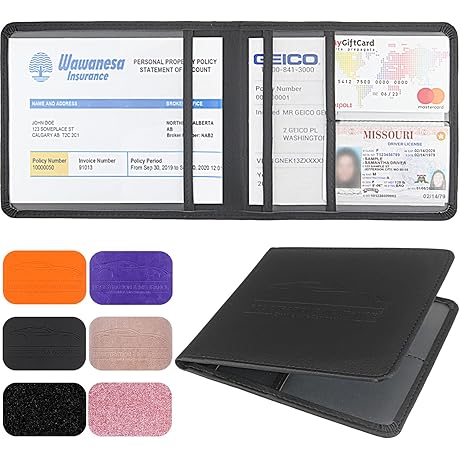 Sleek Car Registration and Insurance Holder Wallet