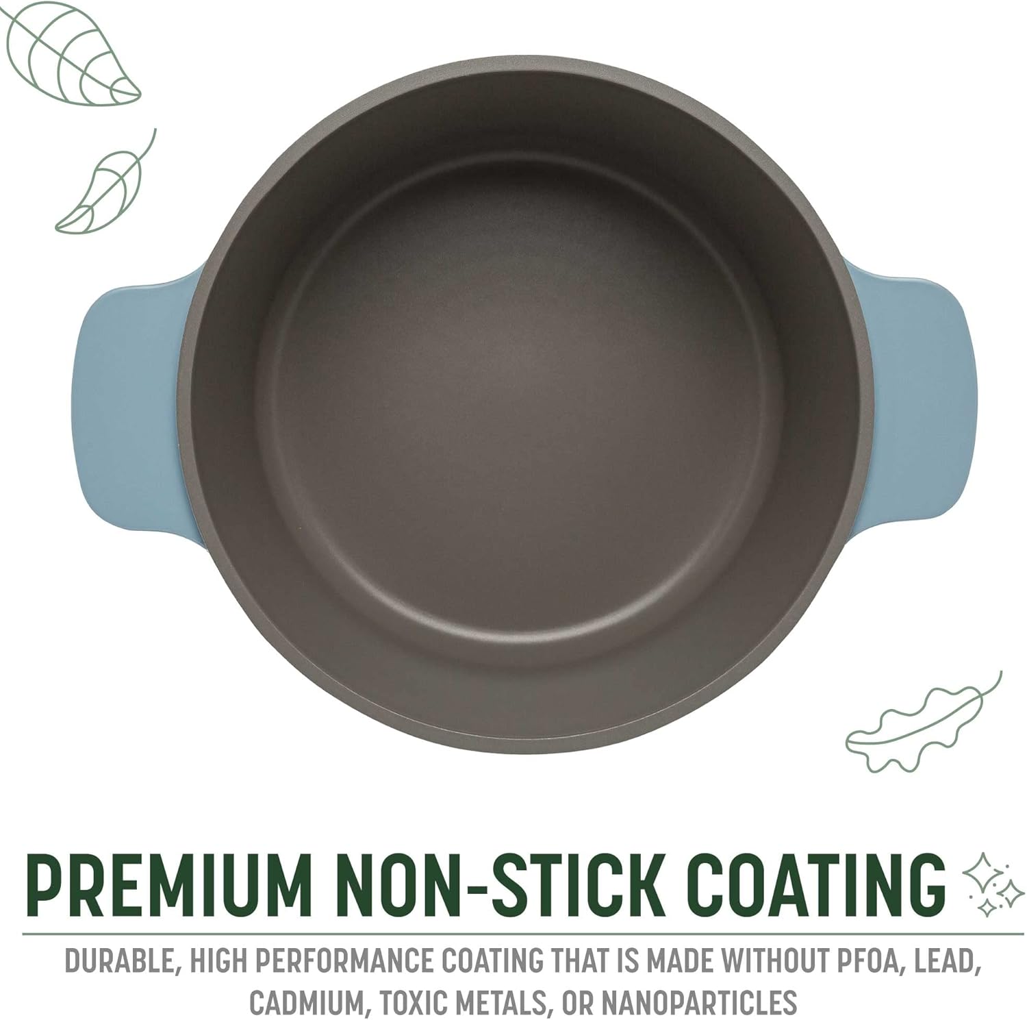 Goodful All-In-One Pot, Multilayer Nonstick, High Performance Cast Dutch Oven With Matching Lid, Roasting Rack And Turner, Made Without PFOA, Dishwasher Safe Cookware, 4.7-Quart, Blue Mist