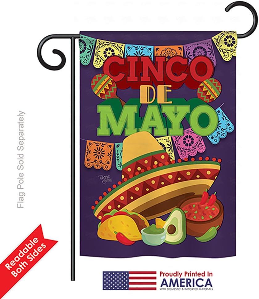 Breeze Decor SW-G-115113-IP Cinco de Mayo Decorative Banner, 13" x 18.5", Multicolor