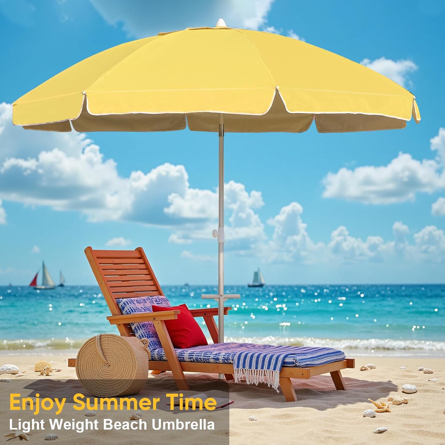 Northroad 8ft Large Beach Umbrella w/Sand Anchor Vent Tilt, Heavy Duty High Wind Patio Umbrellas w/Carry Bag,UV 50+ Sun Protection Portable Sunshade Umbrellas for Garden Pool Backyard