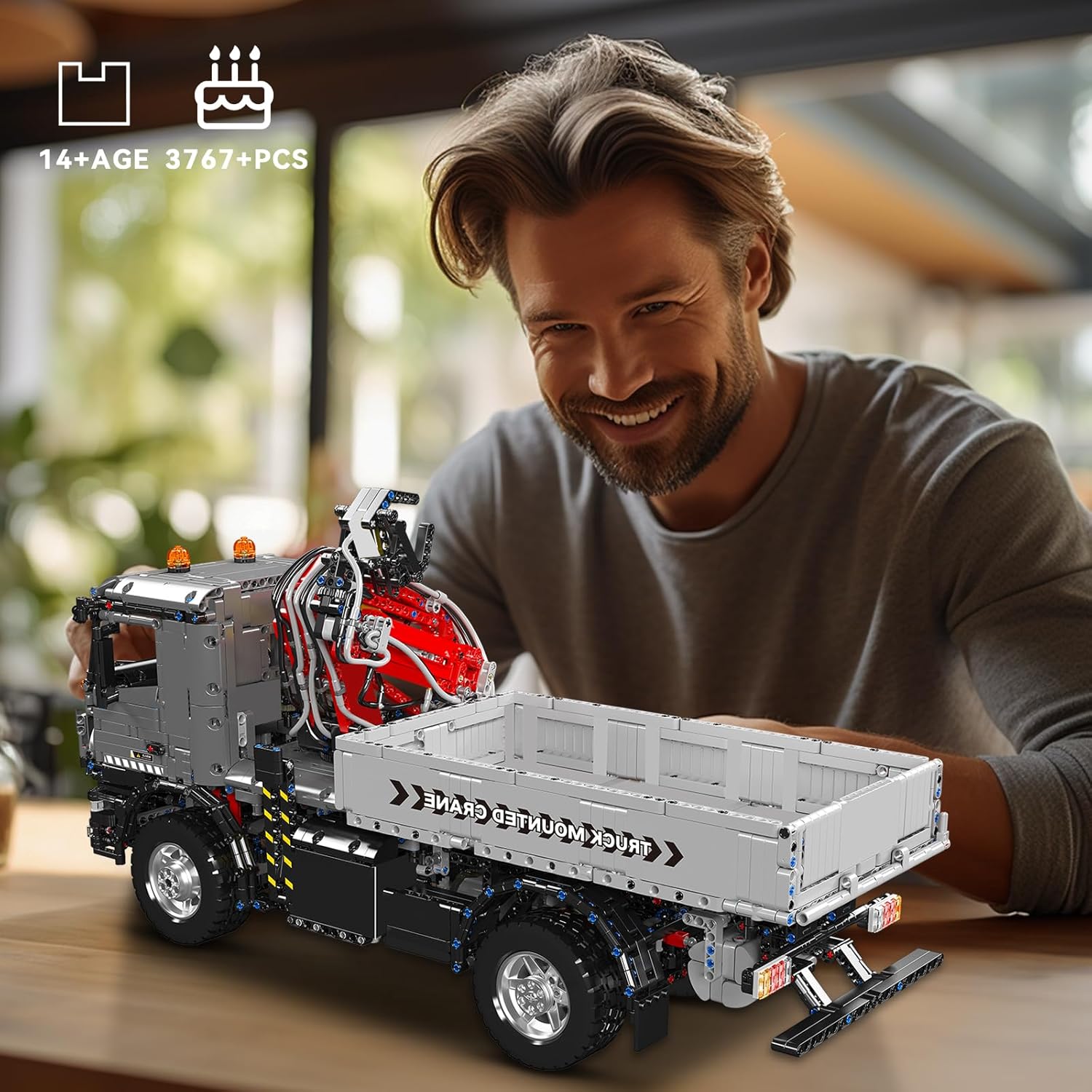 Mould King 19016 Truck Mounted Crane Building Set, APP/Remote Engineering Truck Construction Kit, City Mobile Crane Model Sets to Build for Age 14+/Adults Collections Enthusiasts (3767+ Pieces)