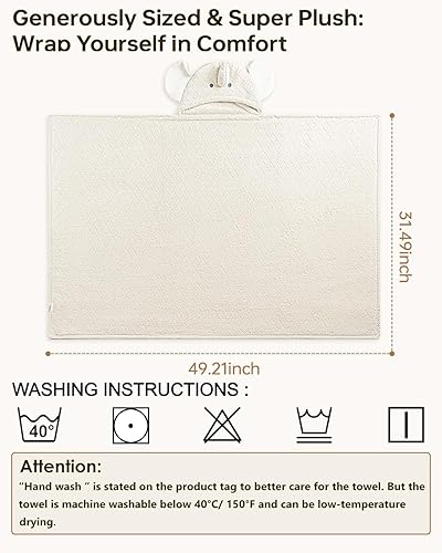 Miniatura 3 de Toallas con capucha para bebé, toalla de baño súper absorbente para invierno, extra grande, 49 x 31 pulgadas, forro polar coral ultrasuave para