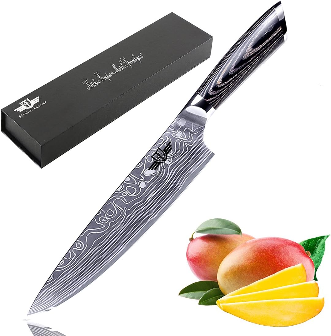 Professional Chef Knife, Kitchen Knife, High Carbon German Steel Blade with Comfortable Ergonomic Handle, Anti Rust and Wear Resistant, Suitable for Restaurant and Home Kitchen-Kitchen Emperor