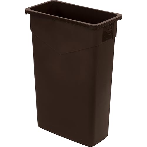 Carlisle 34202369 TrimLine Polyethylene Waste Container, 23 Gallon Capacity, 20" Length x 11" Width x 29.88" Height, Dark Brown (Case of 4)