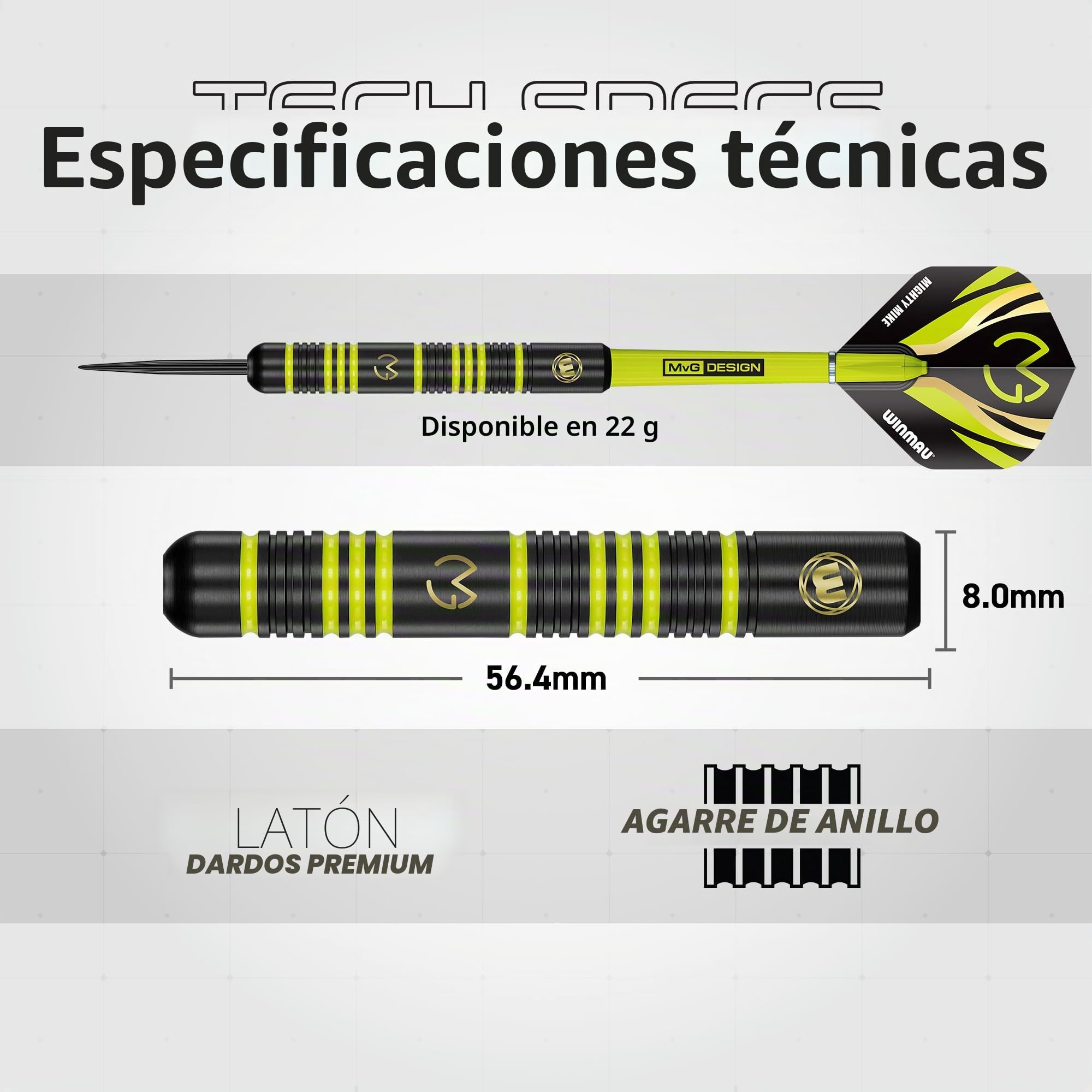 WINMAU Dardos Michael "MvG" Van Gerwen Vs Simon "El Mago" Whitlock Juego doble Steeltip 22 g