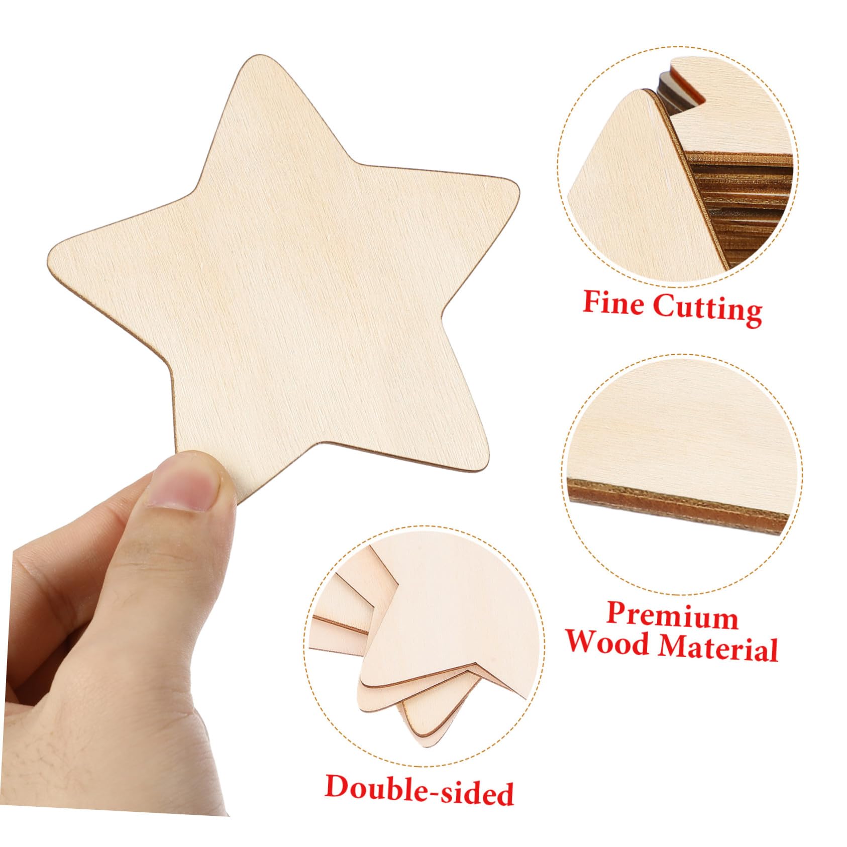 50pezzi Stelle Legno Fai Da Te Naturali Per Progetti Artigianali e Decorazioni Natalizie