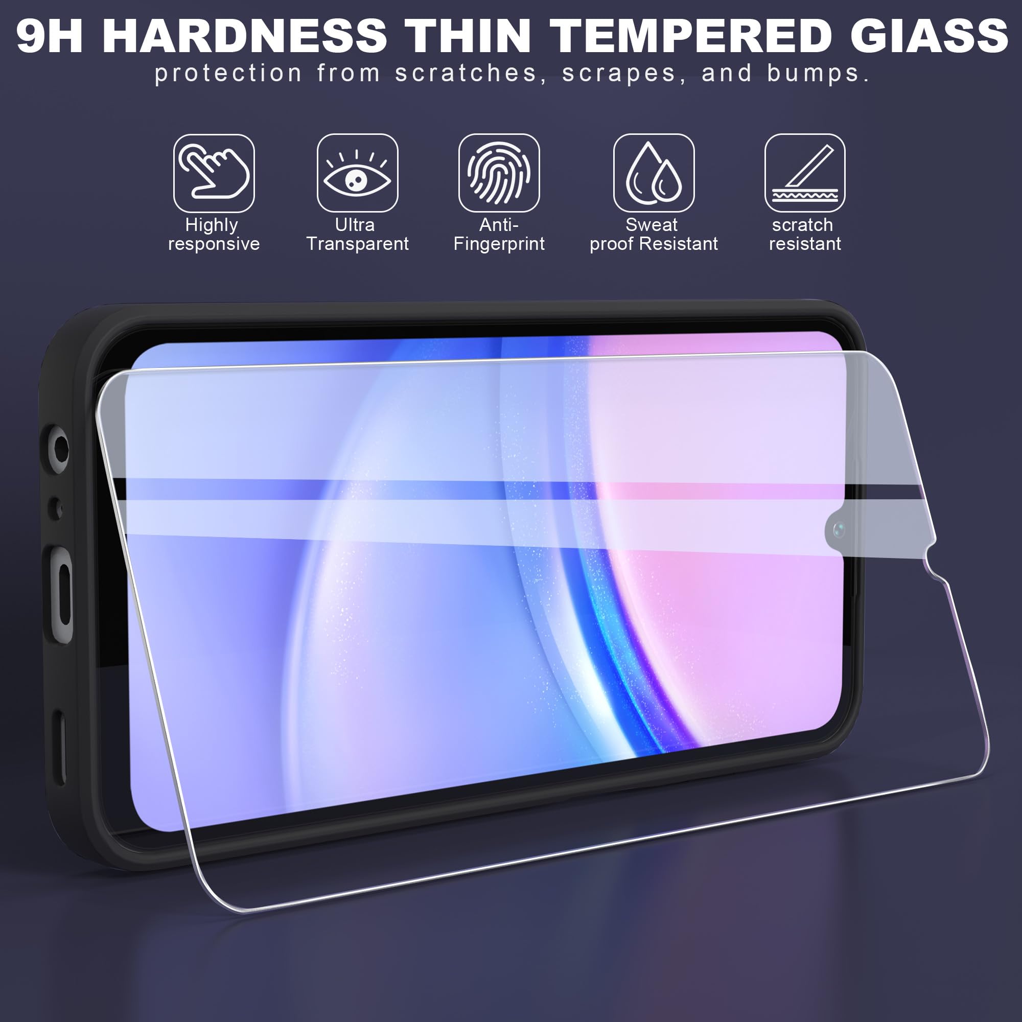 THIYUFUNS Cover per Samsung Galaxy A15 4G / 5G (6.5") con 2 Pezzi HD Vetro Temperato Pellicola Protettiva,Liquid Silicone TPU Custodia 360 Antiurtfio Gradi Cover per Samsung Galaxy A15 - Nero