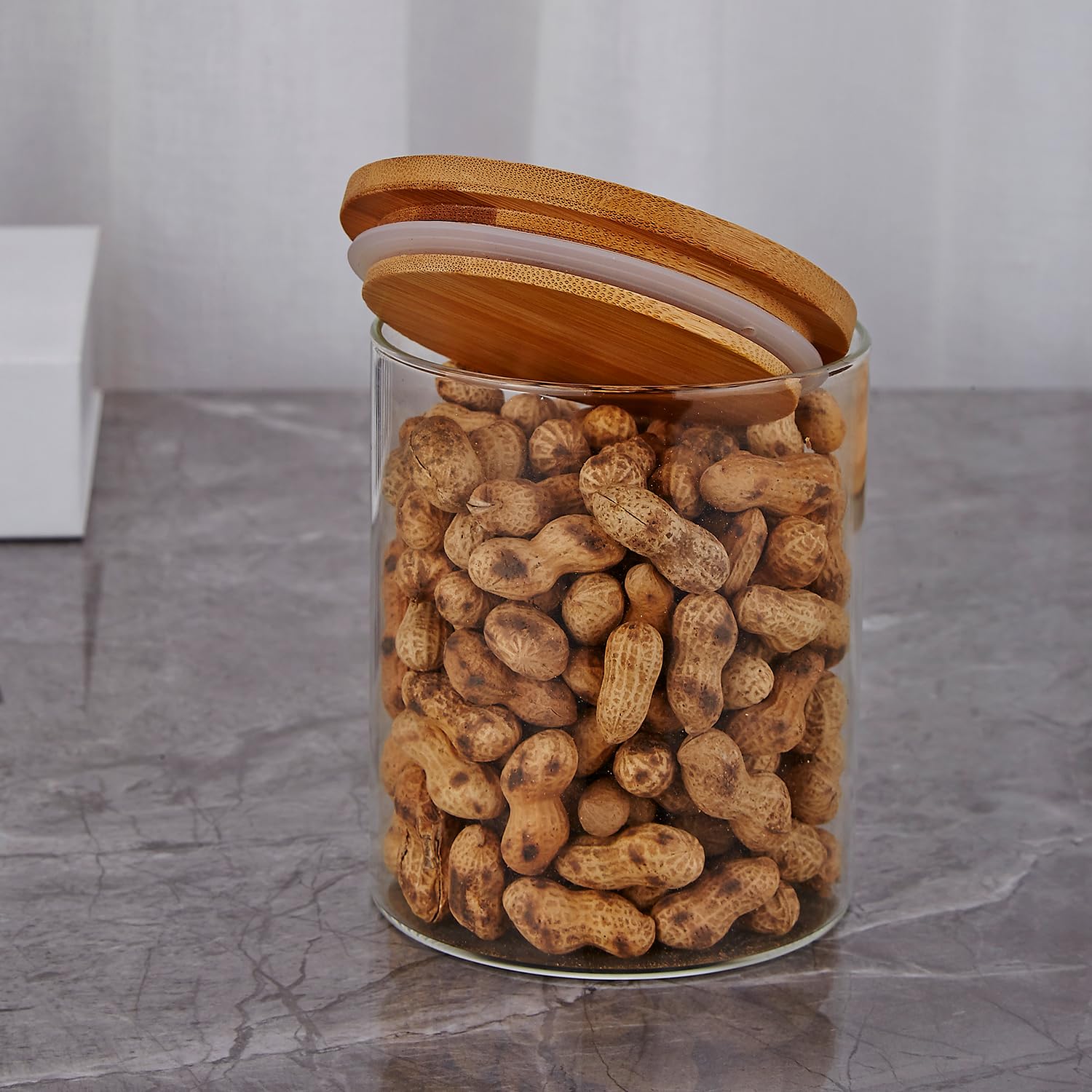 SANQIAHOME Contenitori in vetro per caffè e zucchero con ripiano, 3 contenitori da 765,4 g, con chiusura ermetica, barattoli per alimenti per cucina