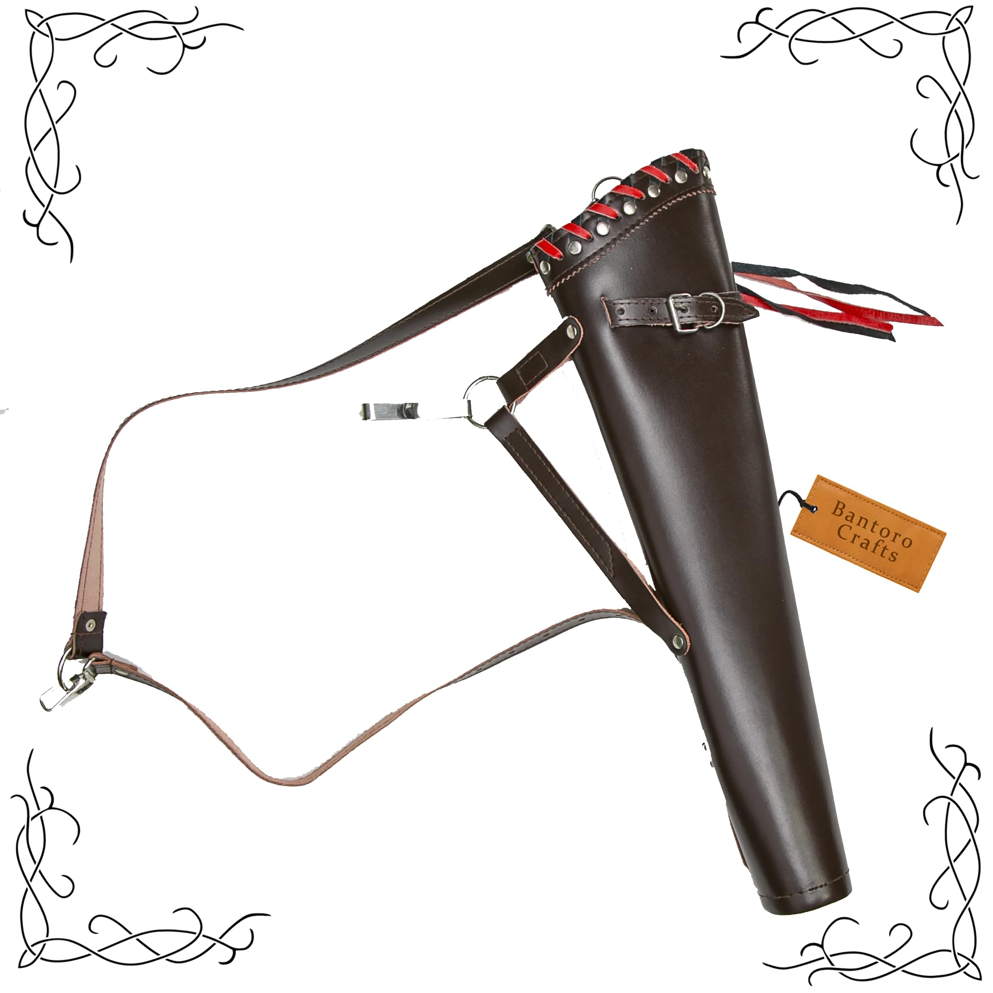 Ręcznie wykonany kołczan na strzały z naturalnej skóry – regulowany kołczan łuczniczy crossbody do łuku refleksyjnego, polowania (20 cali)