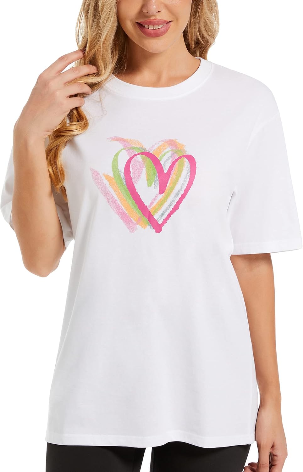 Women's Heart Graphic Tees 2025 Summer Tops Cute Cotton Casual Short Sleeve Crewneck T Shirts - Image 3