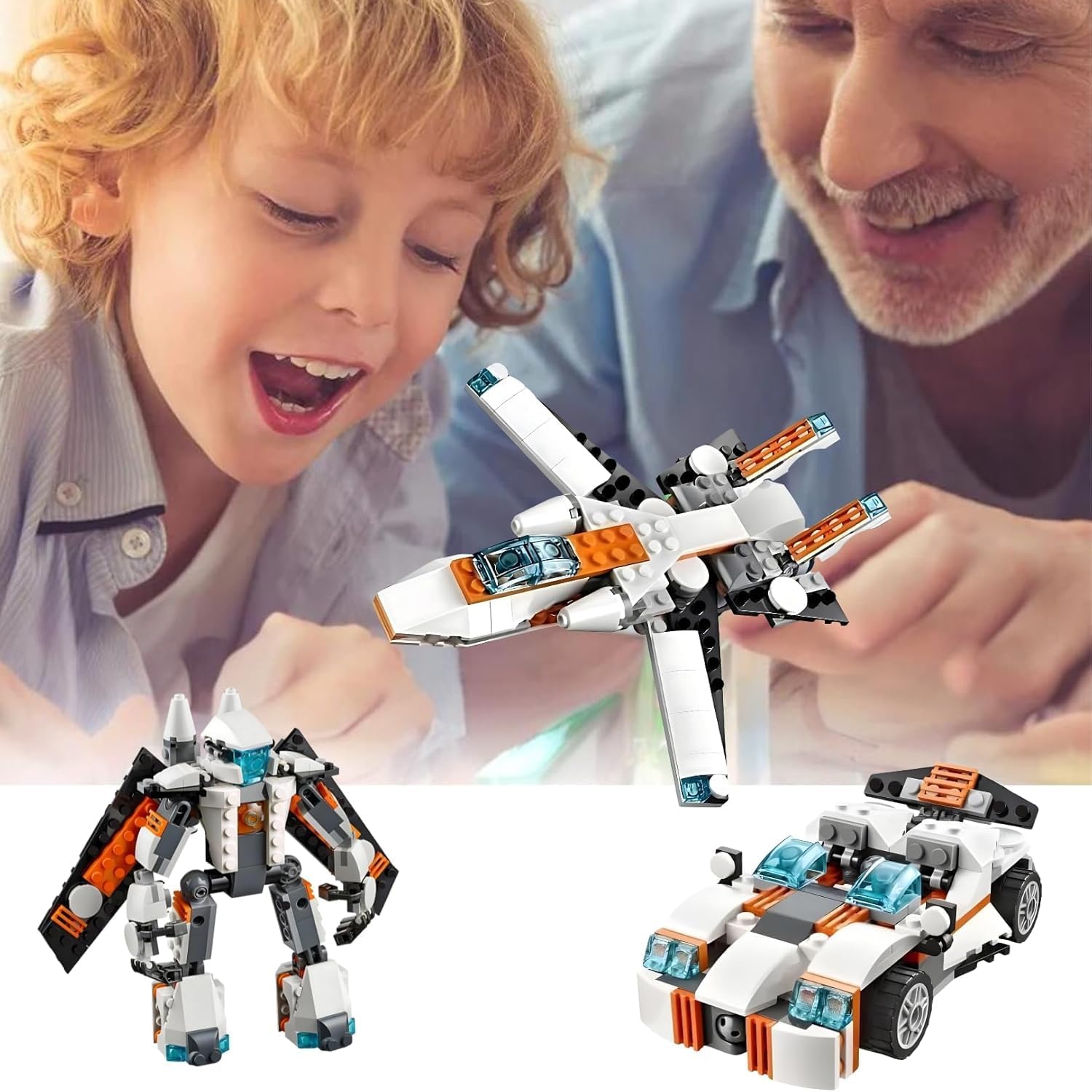 Galaxy Hi-Tech 3 in 1 Architect Brick Toys 237+ Pieces Building Block - Space Astronaut Theme Blocks and Bricks - Robot, car, Aircraft Educational Engineering Construction Learning Toy for Kids - Image 9 thumbnail