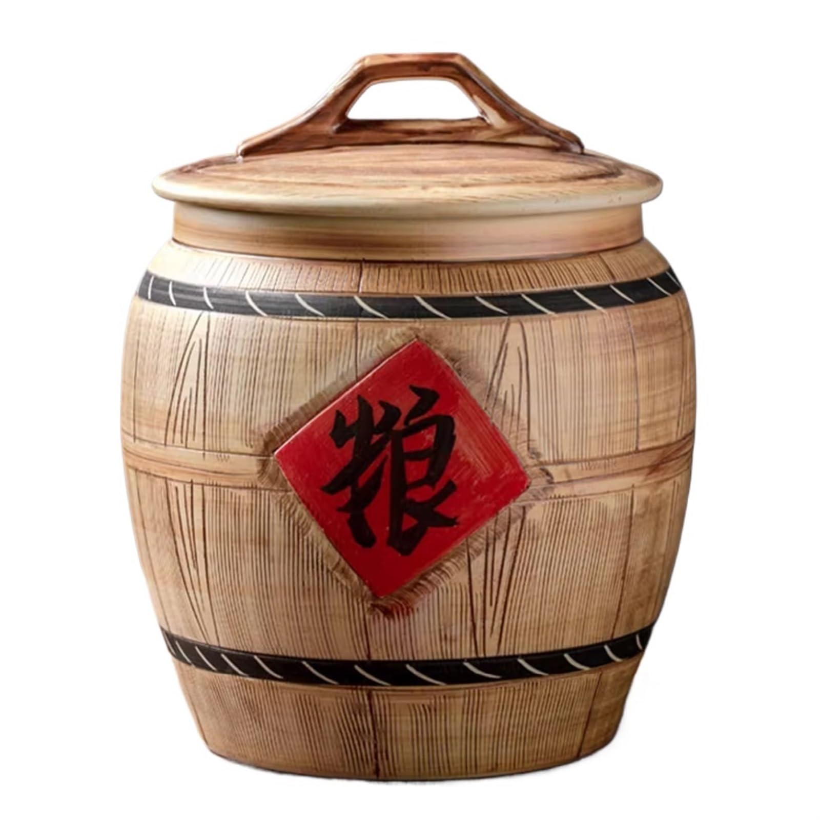 MESCXTY Large Capacity Rice Storage Container Ceramics Jar with Lid Sealed Food Canister Airtight Bucket Grain Dispenser for Soybeans Corn Flour Oatmeal(5KG)
