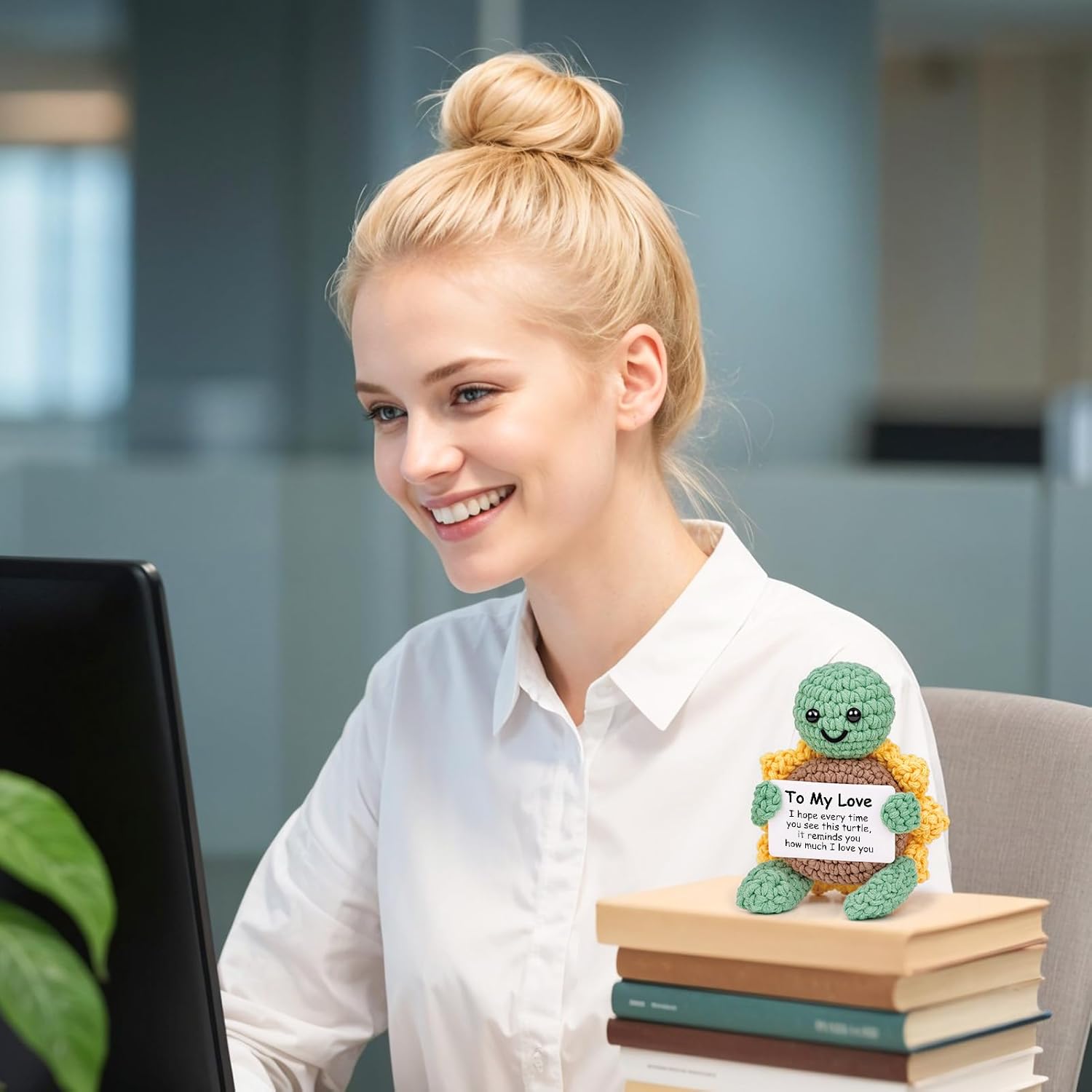 I Love You Gifts for Him Her, Handmade Crochet Turtle with Sunflower Shell, Cute Girlfriend Boyfriend Gift for Anniversary Valentines Christmas - Image 6