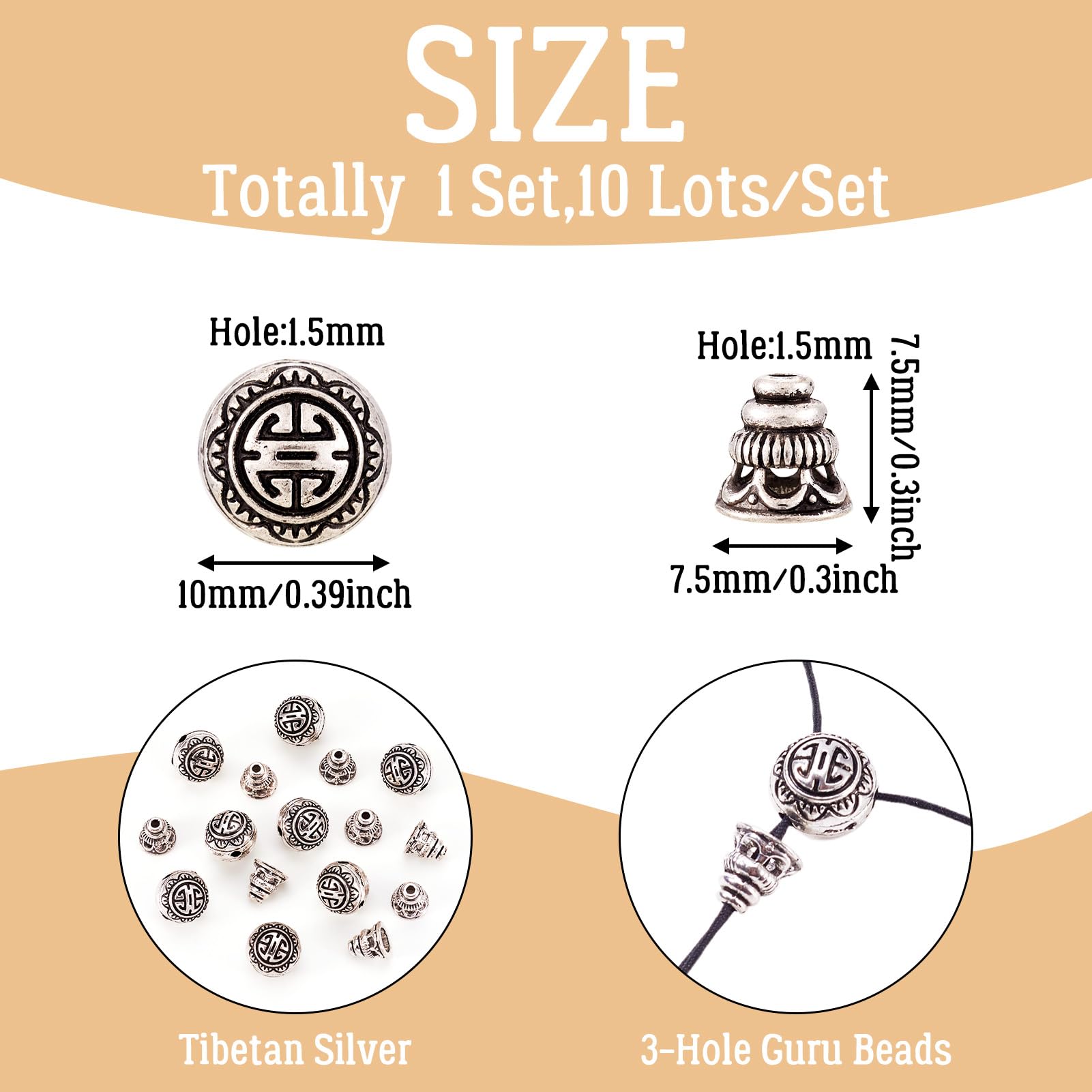 PandaHall Lot De 20 Perles Tibétaines En Argent Antique