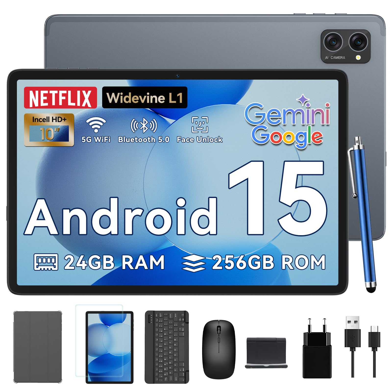 Tablet 10 Inch,Android 15 Tablet,Gemini AI 2.0 Android Tablets