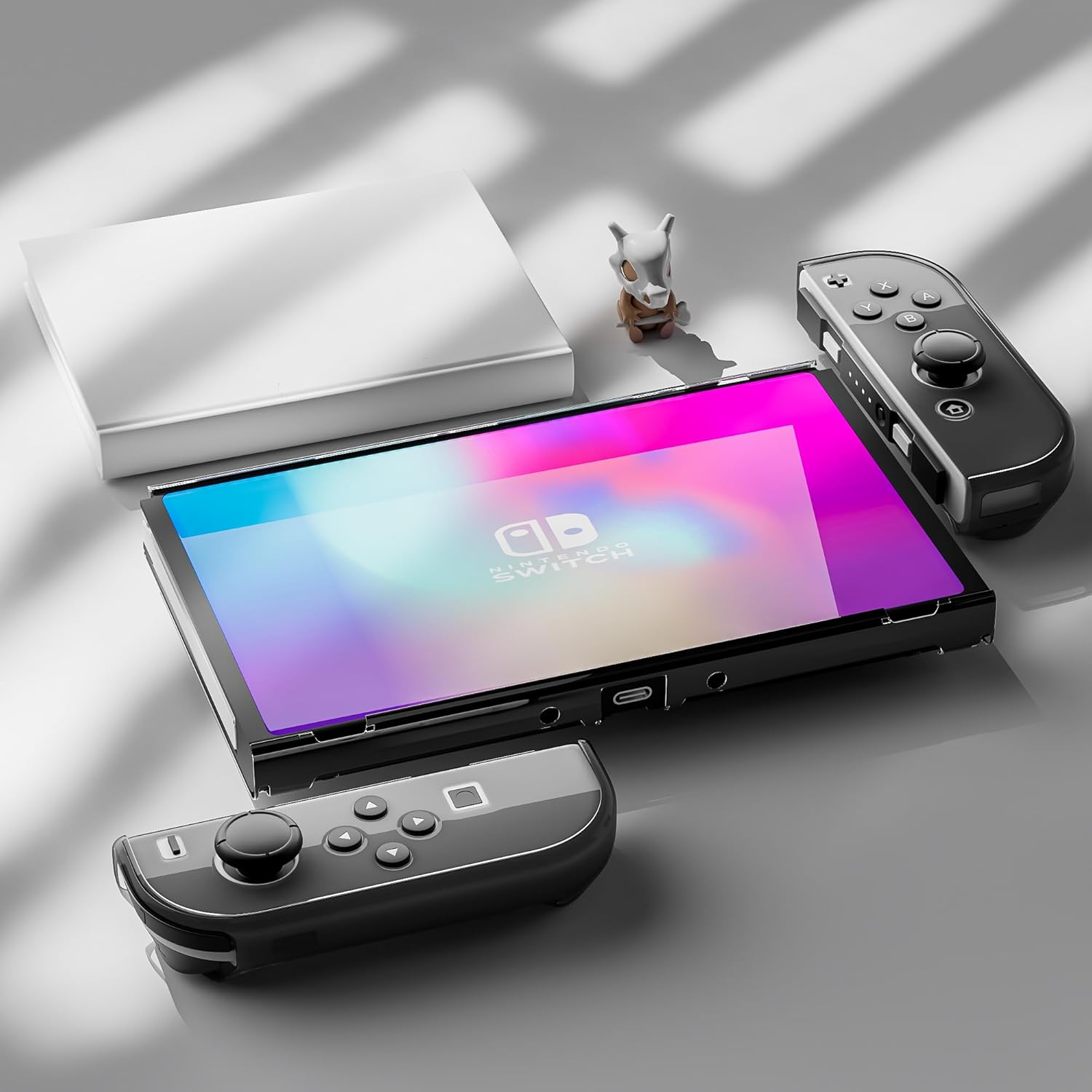 RHOTALL 3 in 1 Protective Black Clear Case Cover for Nintendo Switch OLED, Dockable Skin for Switch OLED and Controller, Comfort Grip Shell with Shock-Absorption and Anti-Scratch Design - Image 5