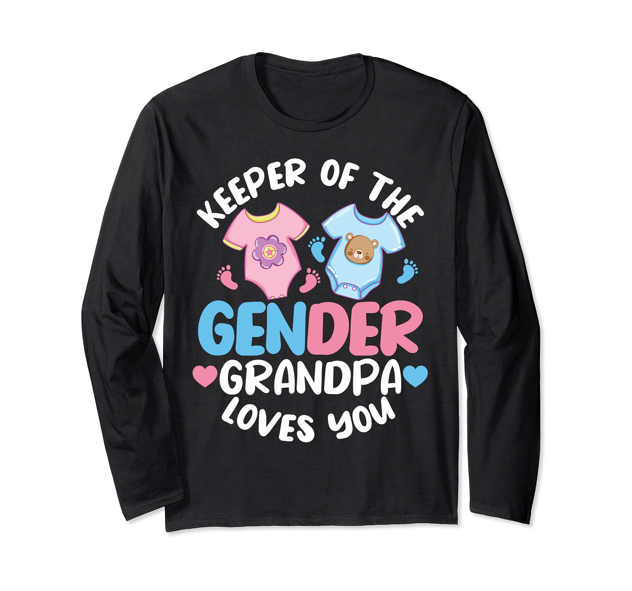 Pink Or Blue Grandpa Loves You - Grandpa Gender reveal Long Sleeve T-Shirt, Black