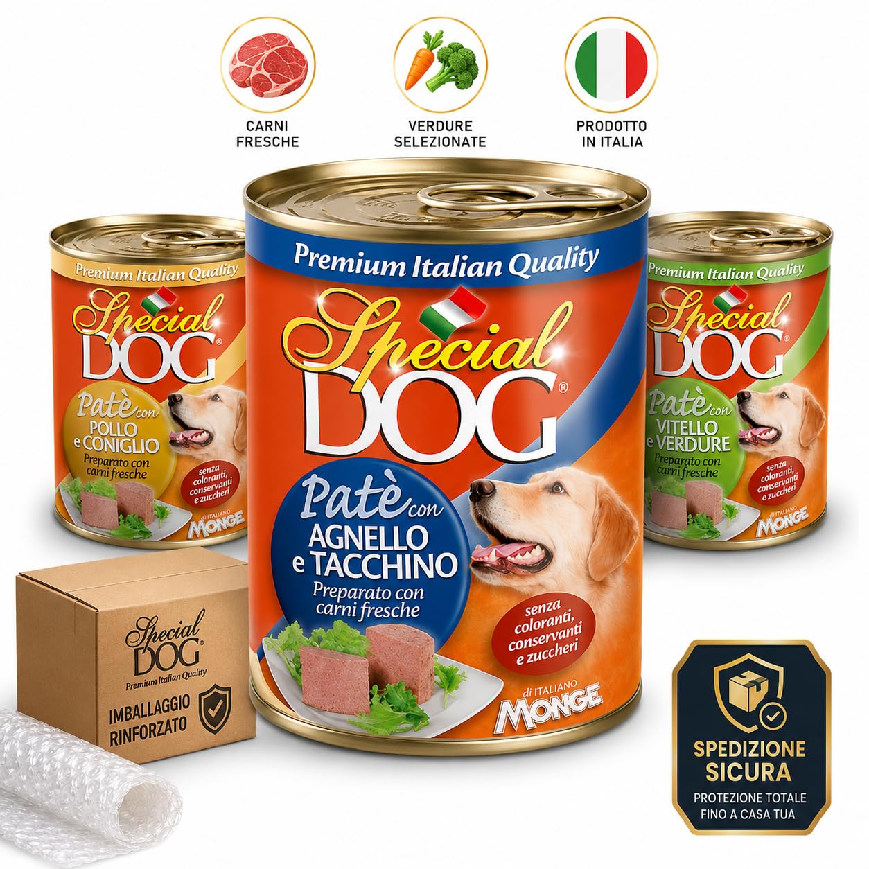 MONGE SPECIAL DOG PATÉ DA 400 GR. CANE ADULTO - CIBO PER CANI - (Gusto, 8X)
