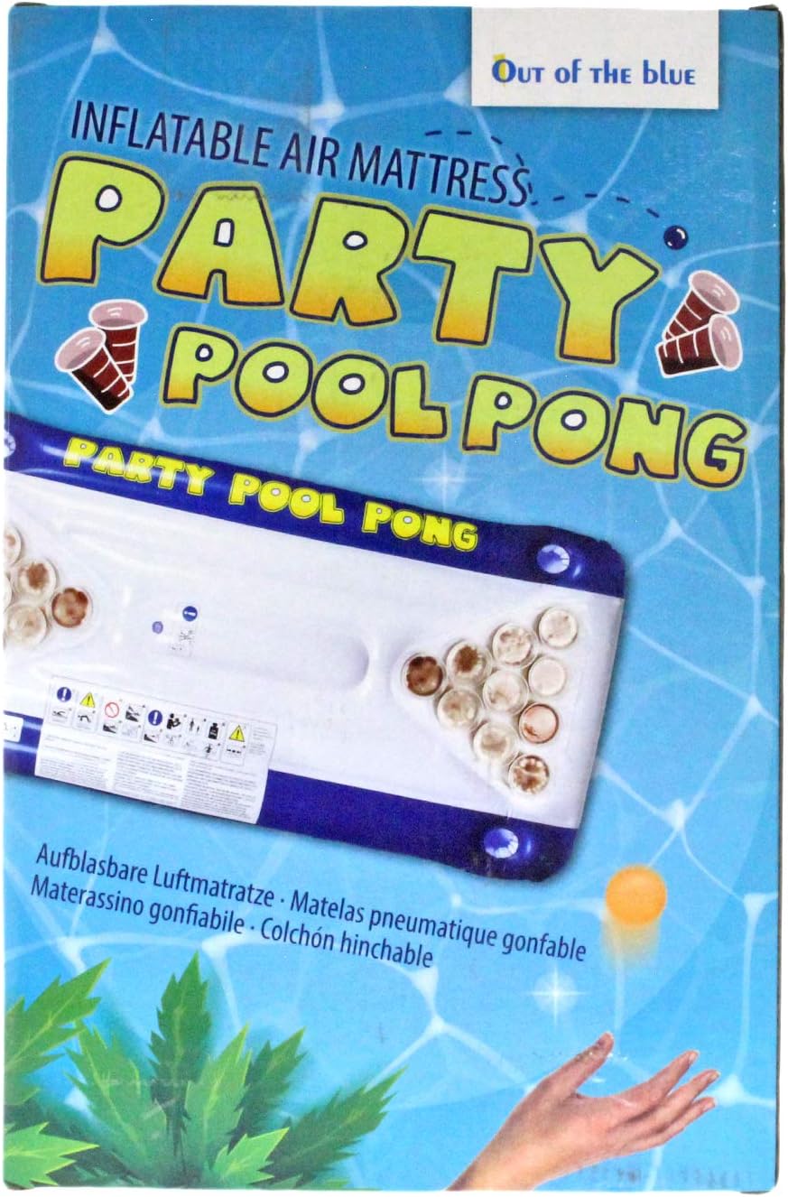 Out of the Blue 91/4025 Air Bed Pool Pong Game Approx. 152 x 76 x 15 cm, including 20 plastic cups and 2 Ping Pong balls, gift boxed