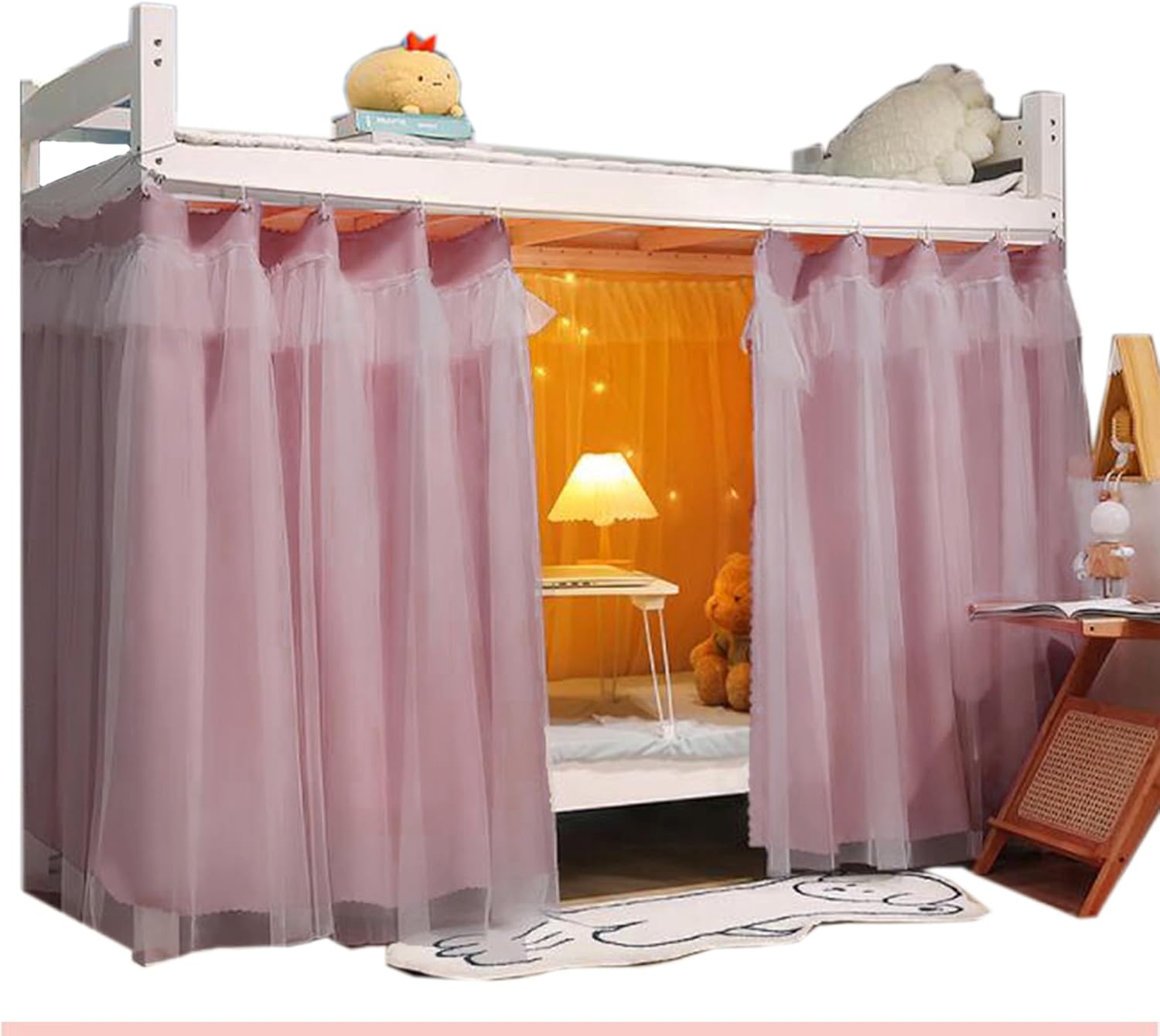 Navhao 2 Panels,Dorm Home Solid Thicken Bunk Blackout Bed Curtains Cloth Bed Canopy Men Women Single Sleeper, Pink