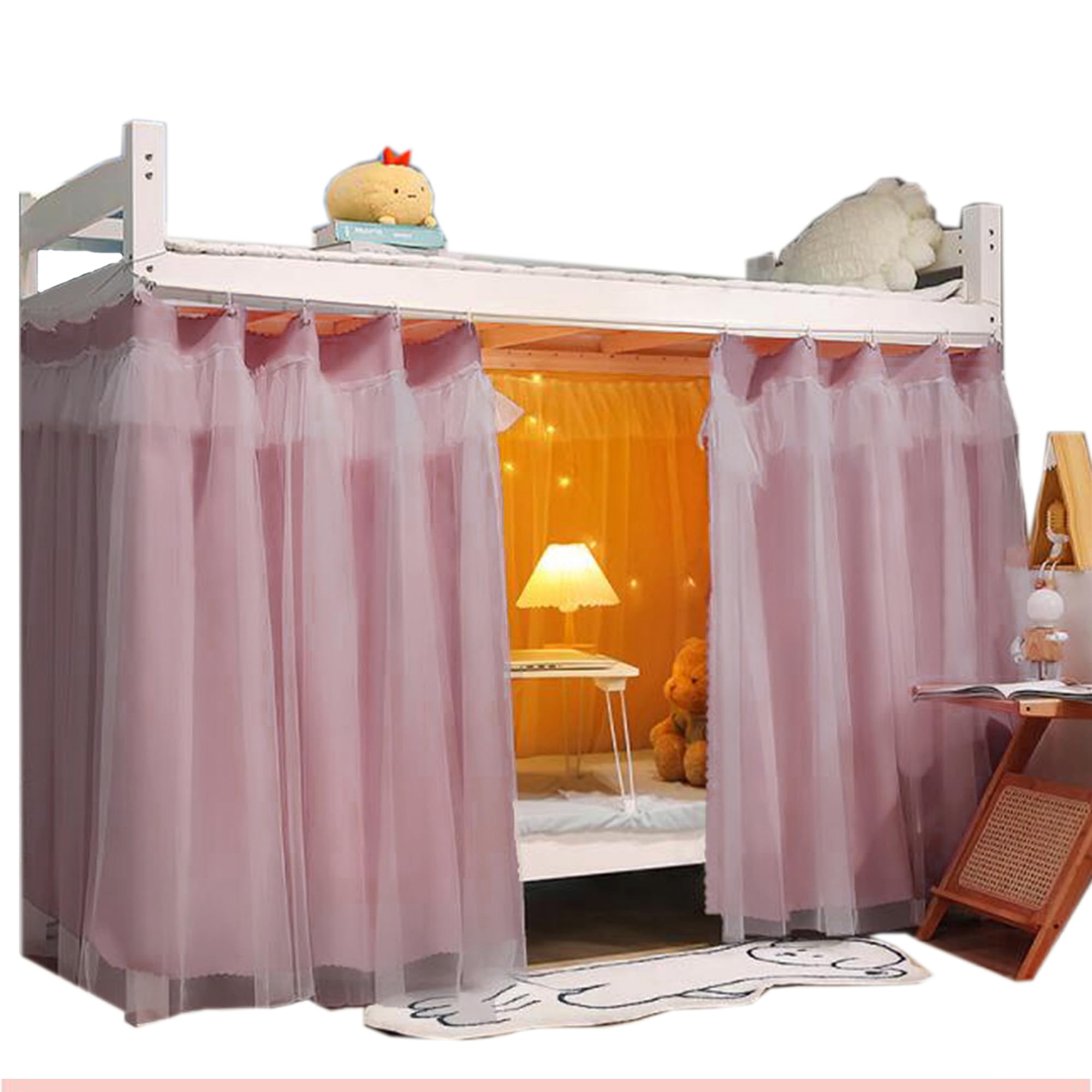 Navhao 2 Panels,Dorm Home Solid Thicken Bunk Blackout Bed Curtains Cloth Bed Canopy Men Women Single Sleeper, Pink