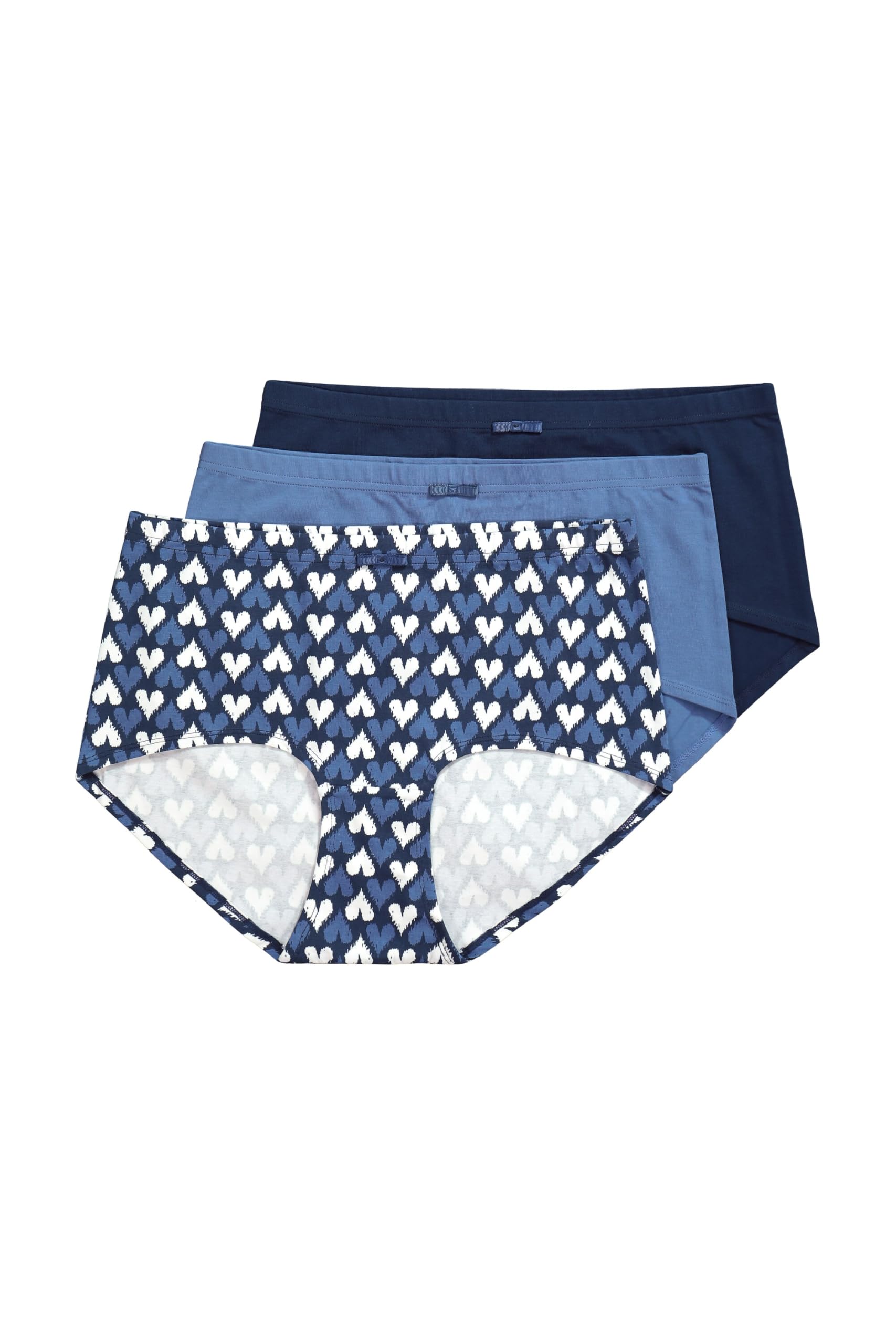 Ulla Popken Damen große Größen Übergrößen Plus Size Hipster, 3er-Pack, Herzen/einfarbig 840739