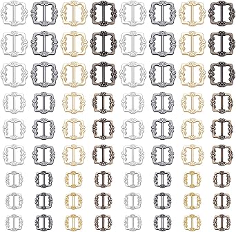 FREEBLOSS 120Pcs Sewing Mini Tri-Glide Buckles 12 Styles Alloy Slide Buckles Mini Metal Button DIY Patchwork Buckle for Doll Clothing Bag Shoe Purse Accessories 5.5mm, 7mm, 9mm