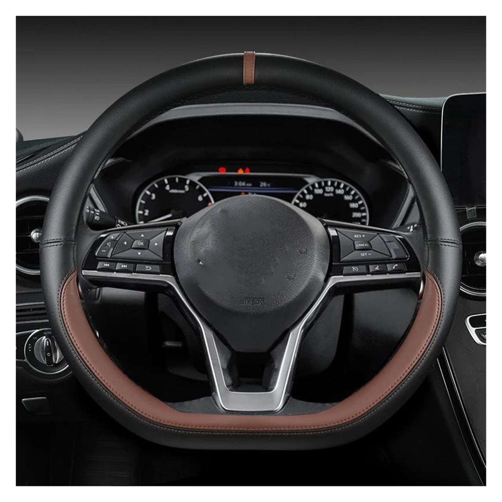 Volantes Protector para Volante de Coche para Nissan para X-Trail para Qashqai para March para Serena para Micra Funda Volante(Café)