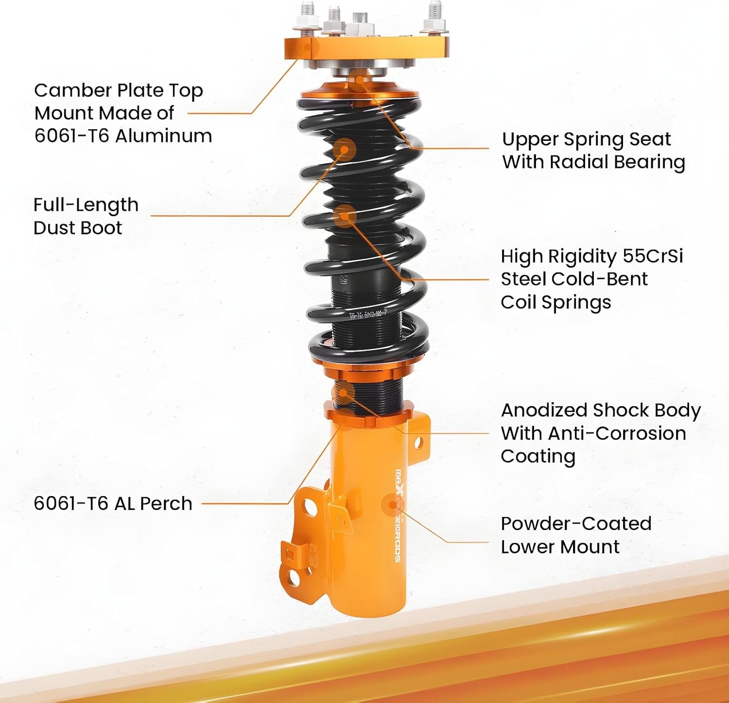 maXpeedingrods Coilovers for Honda Civic 2012-2015 FG3 FB2 (Excluding Si Model), Height Adjustable Coilovers Suspension Kit, Preset Damping Shock Absorber Struts, Lowering Kit Gold