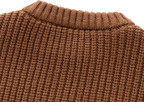 Miniatura 4 de Jersey suéteres para niños pequeños Color sólido lindo suéter cálido mangas largas cuello redondo ropa gruesa bebé, Marrón, Mochilas Tradicionales