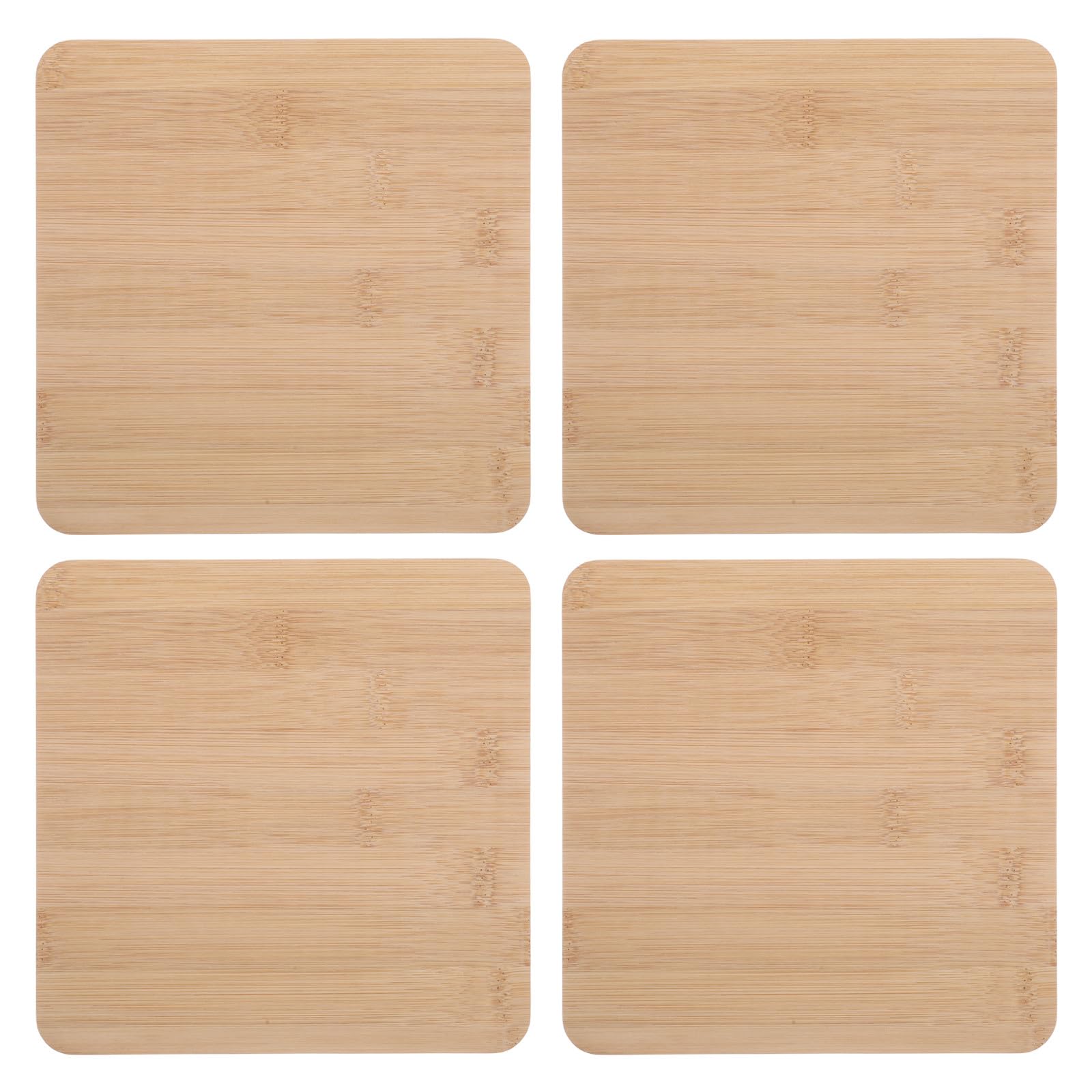 Lot de 4 Dessous-de-Plat en Bambou 1cm, Carrés 19 Cm | Couleur Kaki, Usage la Cuisine, Épaisseur 0, 4 Po, Lot Compact pour Table et Plan de Travail