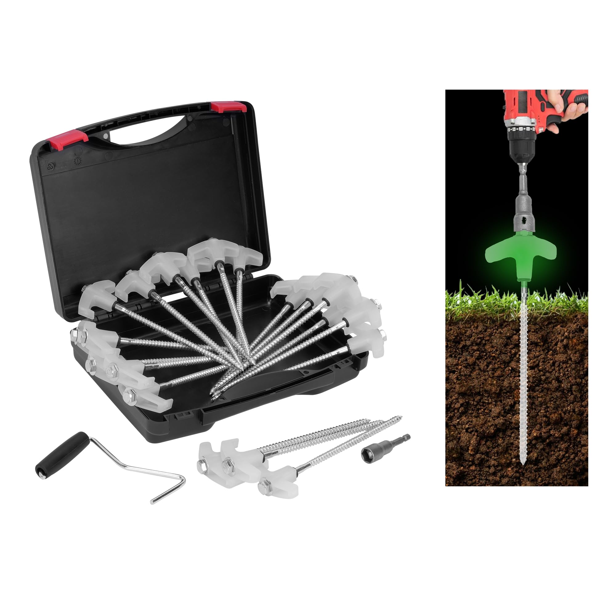 lesolar Lot de 20 piquets de tente à visser, piquets de tente en métal robuste de 20,3 cm avec culture pour camping, jardin, décoration gonflable