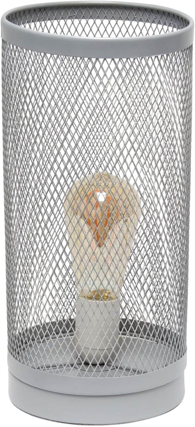 Simple Designs Simple Designs LT1075-GRY Cylindrical Steel Table Lamp, Gray