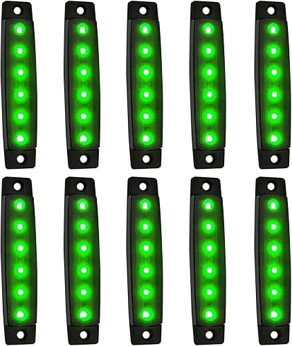 Paquete de 10 luces LED de marcación lateral de remolque de 12 V CC de 12 V, color verde ahumado de 3.8 pulgadas, barra de luz indicadora de señal