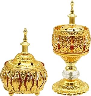2 PCS Metal Incense Burner Vintage Cone Incense Burner Incense Stick Holder Antique Arabic Incense Burner Pot for Yoga SPA Home Decor