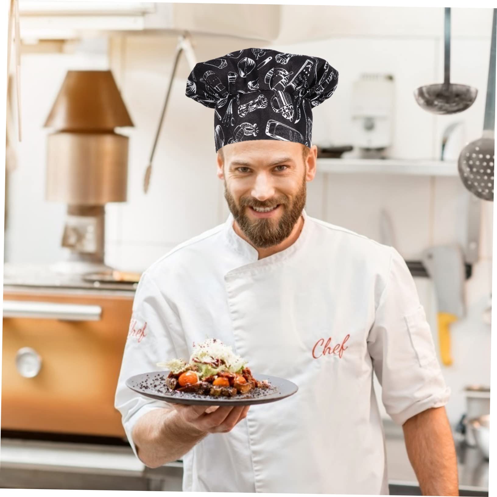 FRCOLOR Gorro De Chef Unisex Cocina Profesional para Restaurantes Y Bares con Rayas