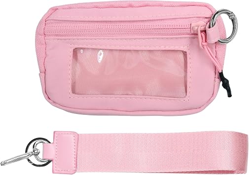 The Iris Wallet 2nd Gen, Wristlet Wallet for Women & Men, Modern Pink Nylon Waterproof Wallet with Zipper, ID Window & Detachable Strap