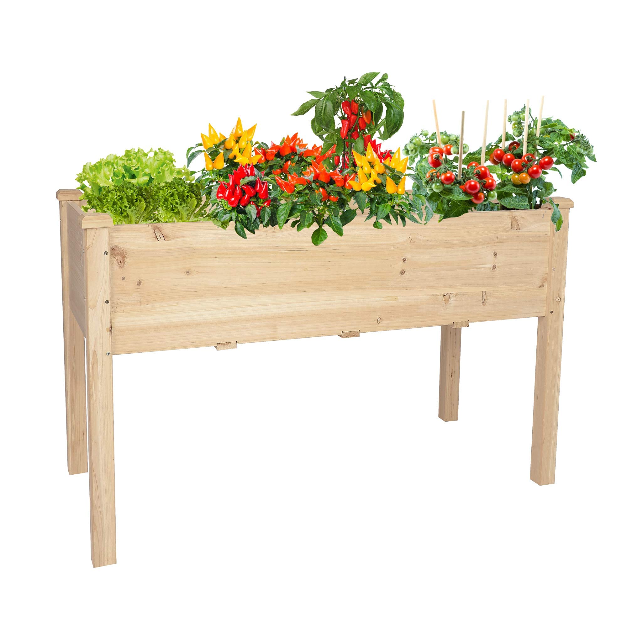 DC DICLASSERaised Garden Bed 9-inch Deep Box Kit Elevated Wood Planter with Liner Drainage Hole for Outdoor Backyard Patio Natural Growing Veggies Herbs Tomato 48x23x30-inch