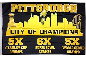 Pittsburgh City of Champions Steelers Flag Banner 3X5 Feet Man Cave Outdoor Double Sided
