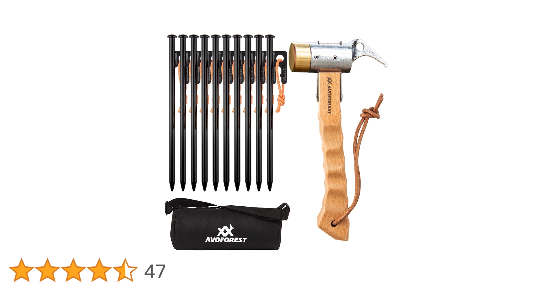 Amazon | AVOFOREST ペグハンマー + ペグ20CM 10本付き ペグハンマー