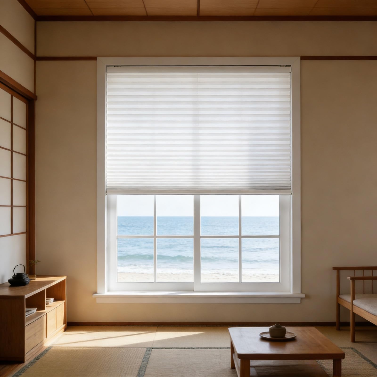Store plissé opaque 46x30 cm sans perçage pour protection solaire optimale