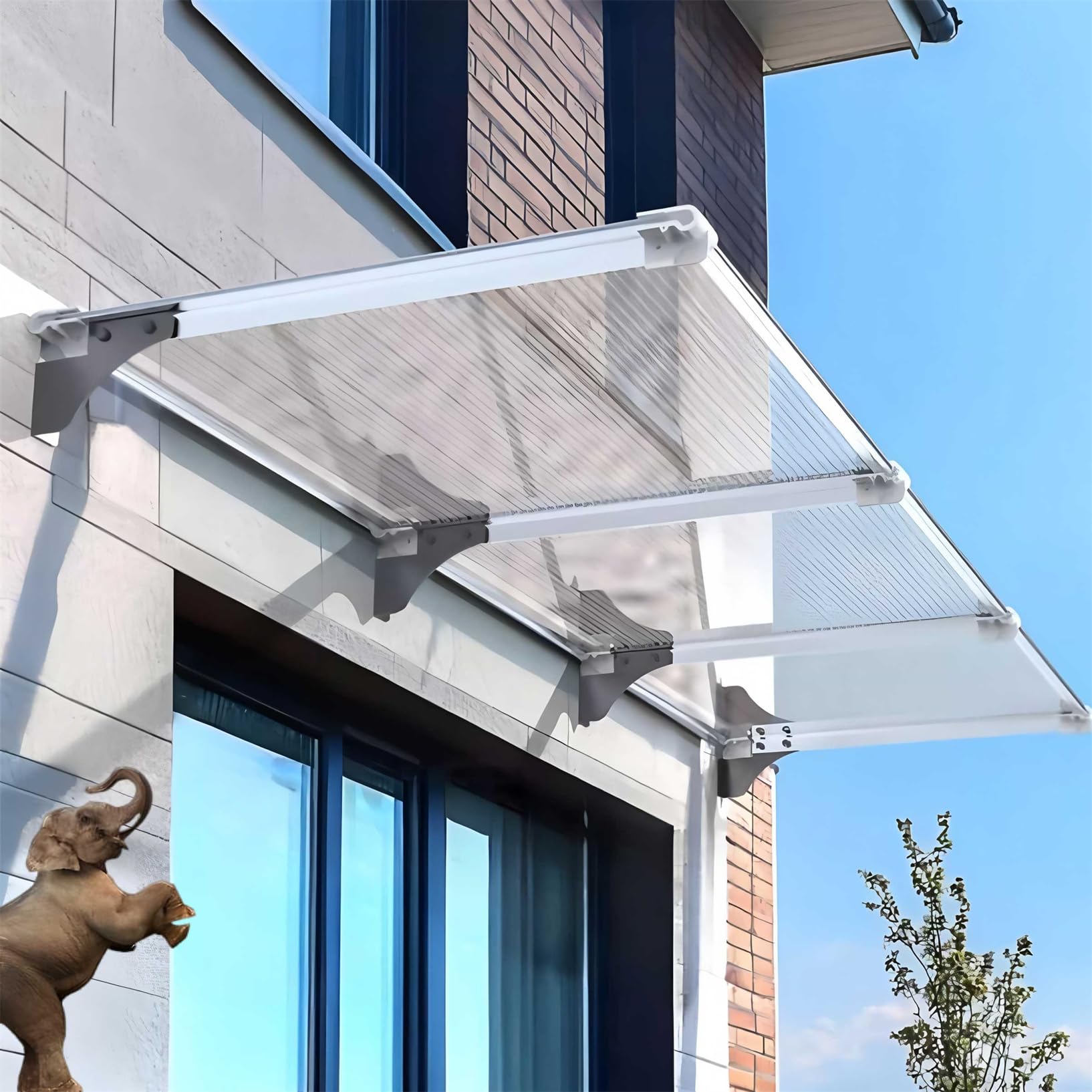 Fenstervordach für Türen Vordach Haustür,Polycarbonat und Aluminium Rahmen,für Balkon-Traufe-Garten-Regen- und Schneeschutz Hohe Stabilität vordach Ideal für Veranda
