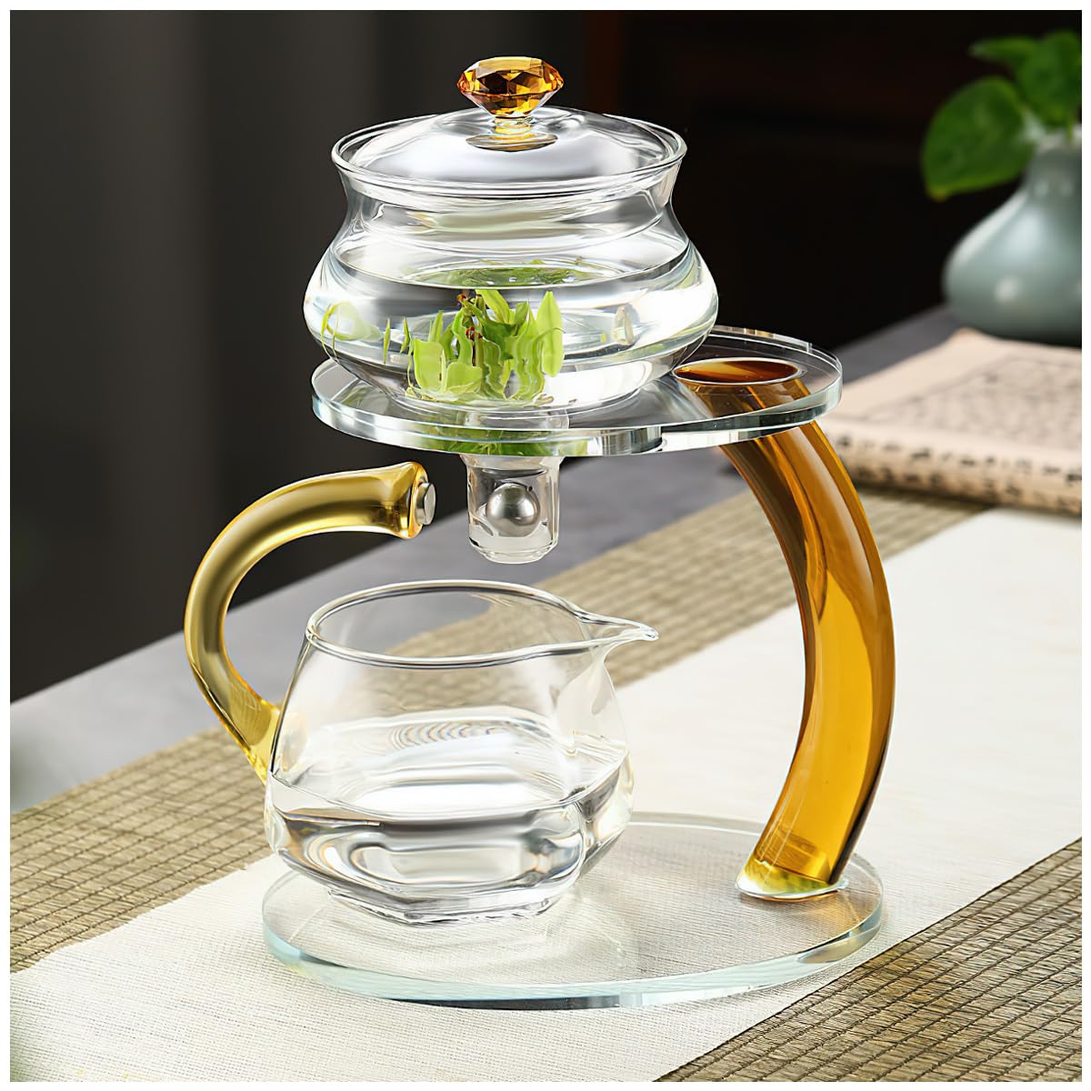 Magic Tea Pot Fire Kirin Semi-Automatic Glass Tea Set - Rotating Drip ...