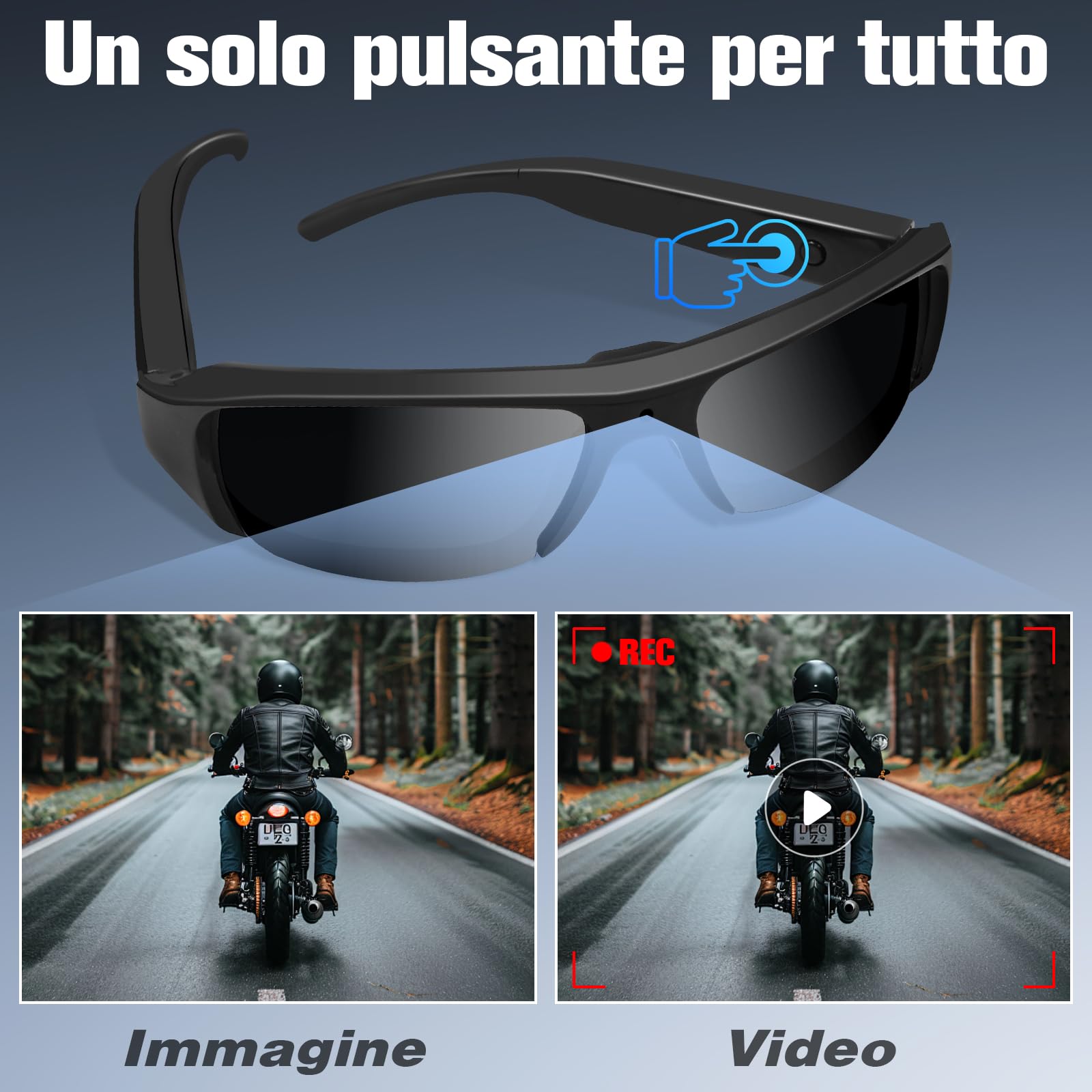 Occhiali da Sole Action Camera, Occhiali sportivi con telecamera HD1080P, Registratore Video Esterno con Scheda MicroSD 16GB, Ideale per Campeggio, Escursioni, Pesca e Attività Outdoor