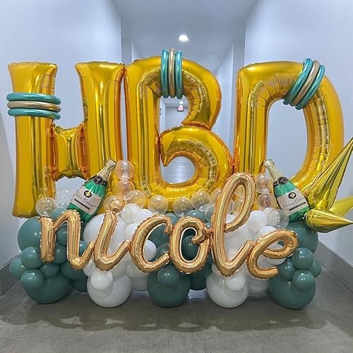 Vista 14 de Globos dorados de la letra U de 40 pulgadas, globos grandes del alfabeto U, helio dorado de papel de aluminio Mylar para decoración de cumpleaños