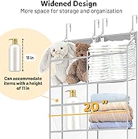 Vista 3 de Over the Door Organizer 5 Tiers,Extra Large Behind Door Storage of 10 Compartments,50 lbs Weight Capacity Over the Door Storage, Clear Door Hanging