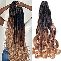 Vista 26 de Extensiones de cabello rizado francés, #4 marrón sintético para trenzar, 2.47 onzas/paquete, extensiones de cabello de ganchillo de 24 pulgadas, 8