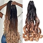 French Curly Braiding Hair Extensions,C14 Loose Wavy Braiding Hair Pre Stretched 8pack 24inch 75g/pack Synthetic French Curl Crochet Hair Extensions(C14,8Pack)