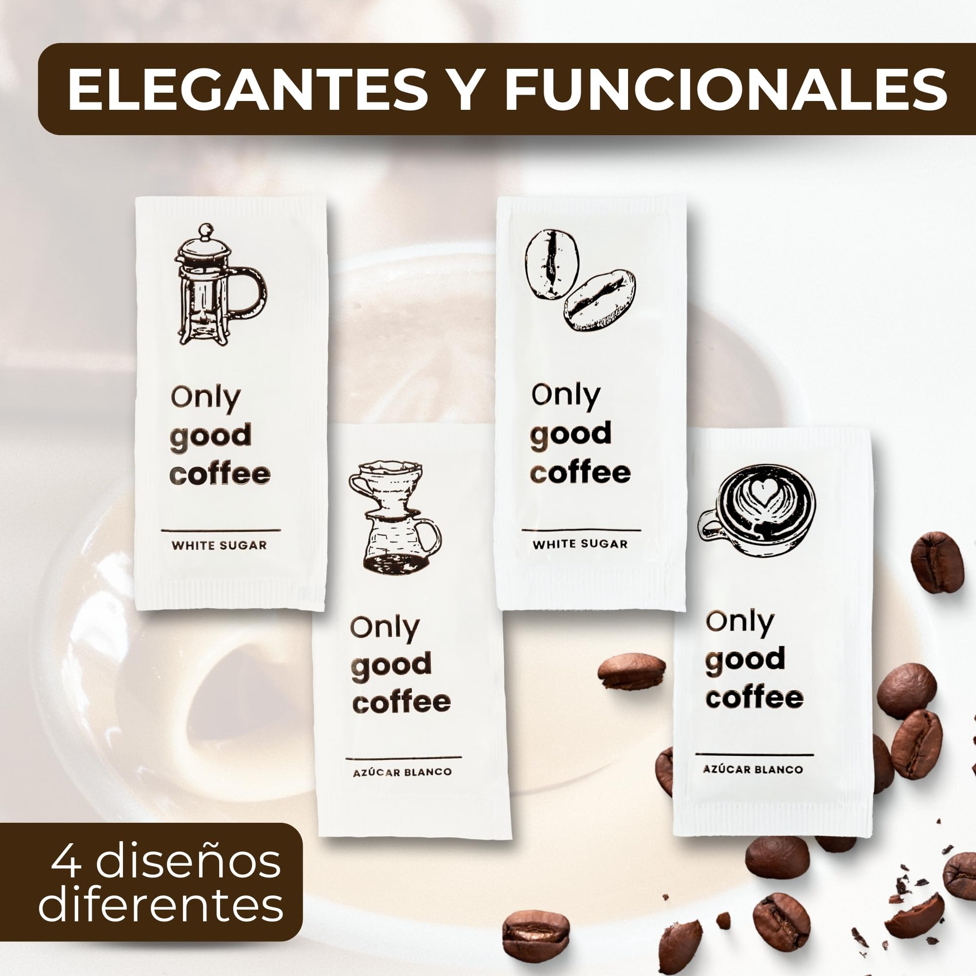 Sucre blanc individuel | Paquet de 200 sucres individuels de 6 g | Enveloppes de sucre monodose | Idéal pour bureau, maison et café.